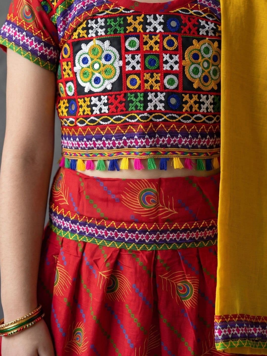 ahhaaaa Girls Embroidered Mirror Work Ready to Wear Lehenga & Blouse With Dupatta thumbnail 3