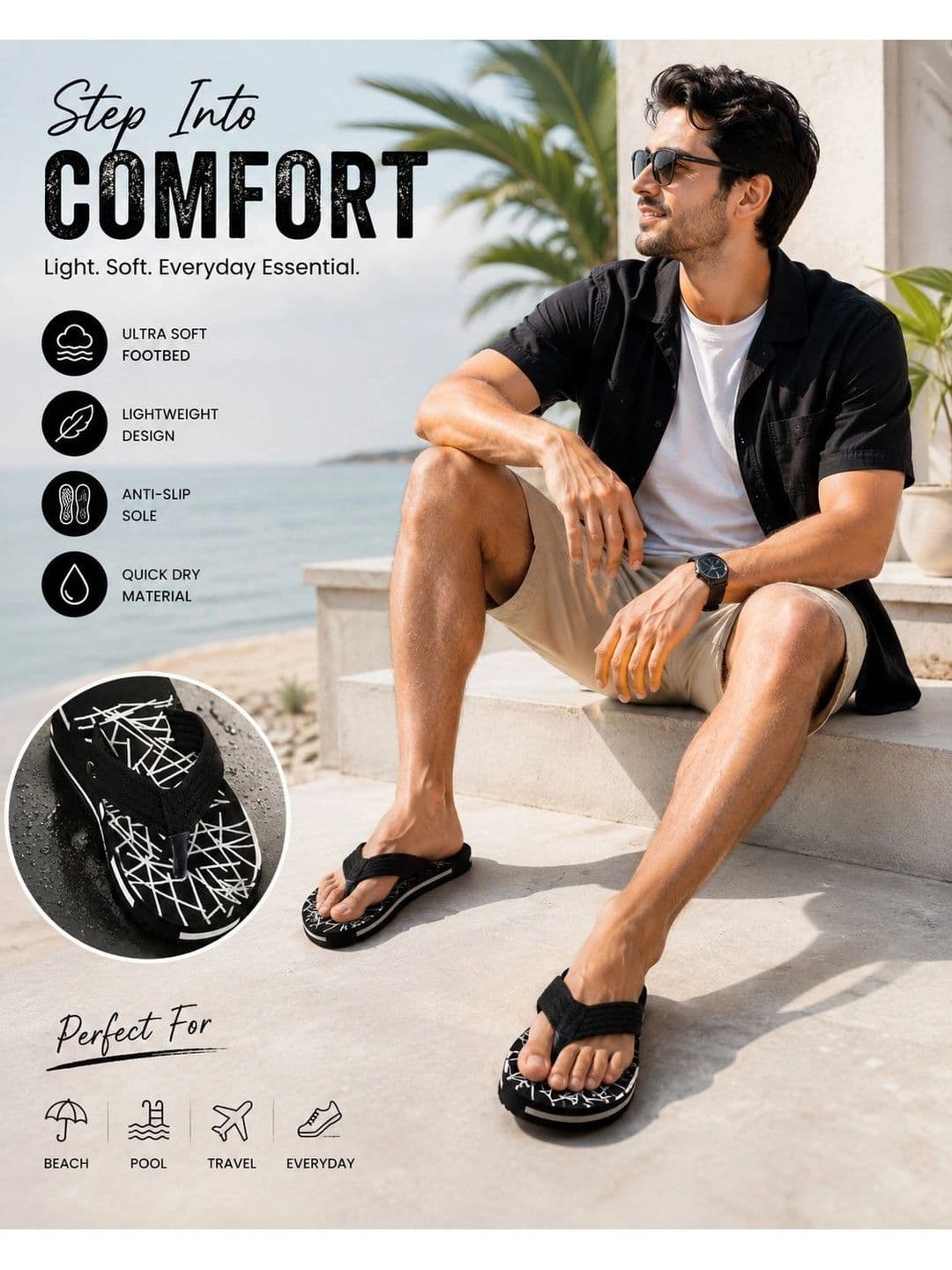 ENRIZZ Men Printed Thong Flip-Flops thumbnail 2