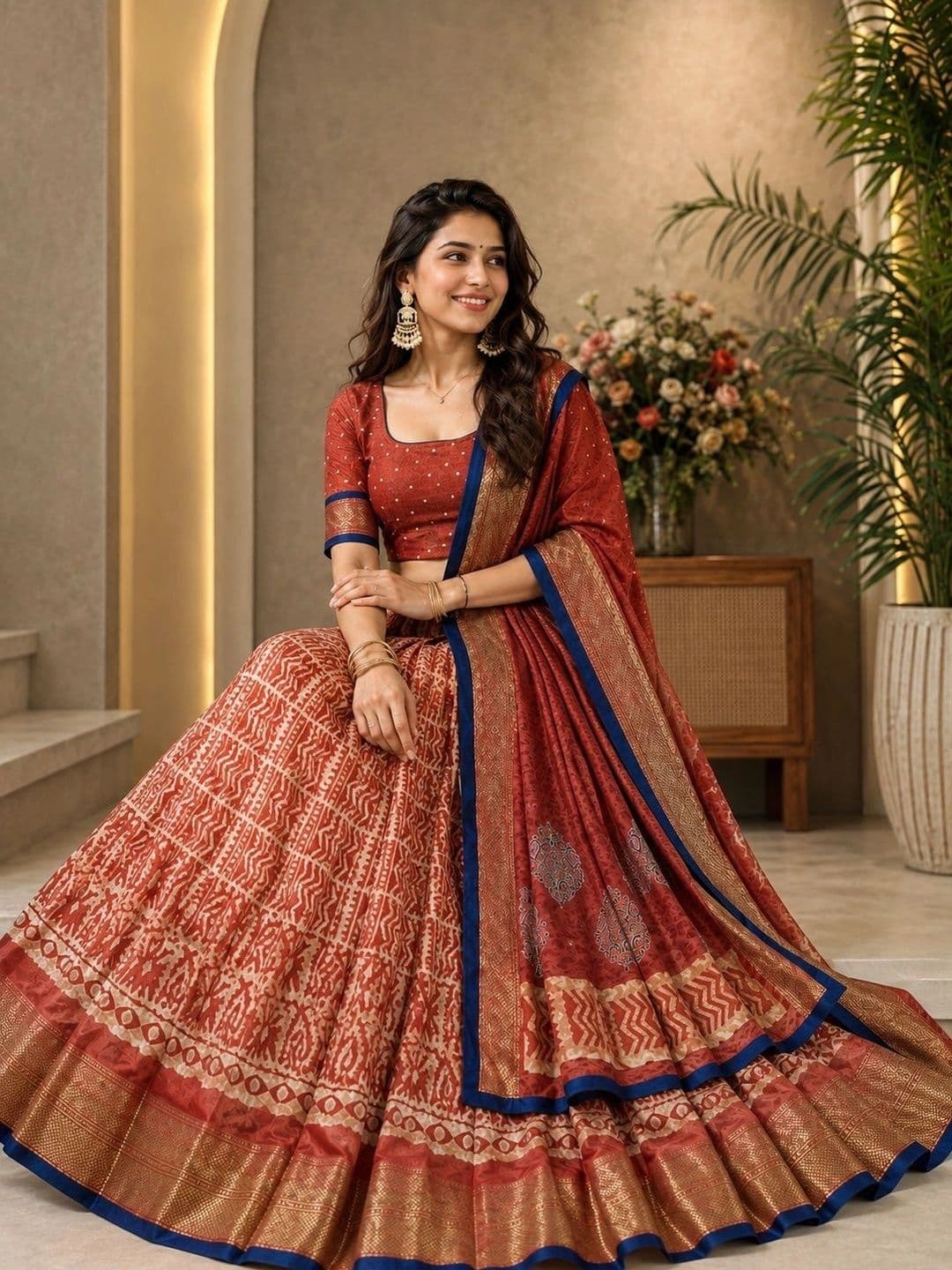 KALINI Embellished Ready to Wear Lehenga & Unstitched Blouse With Dupatta thumbnail 2