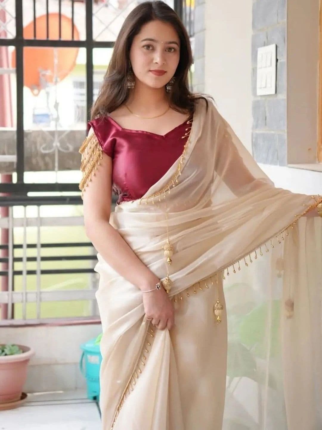 LabelVASTRA Embroidered Silk Blend Saree - view 1
