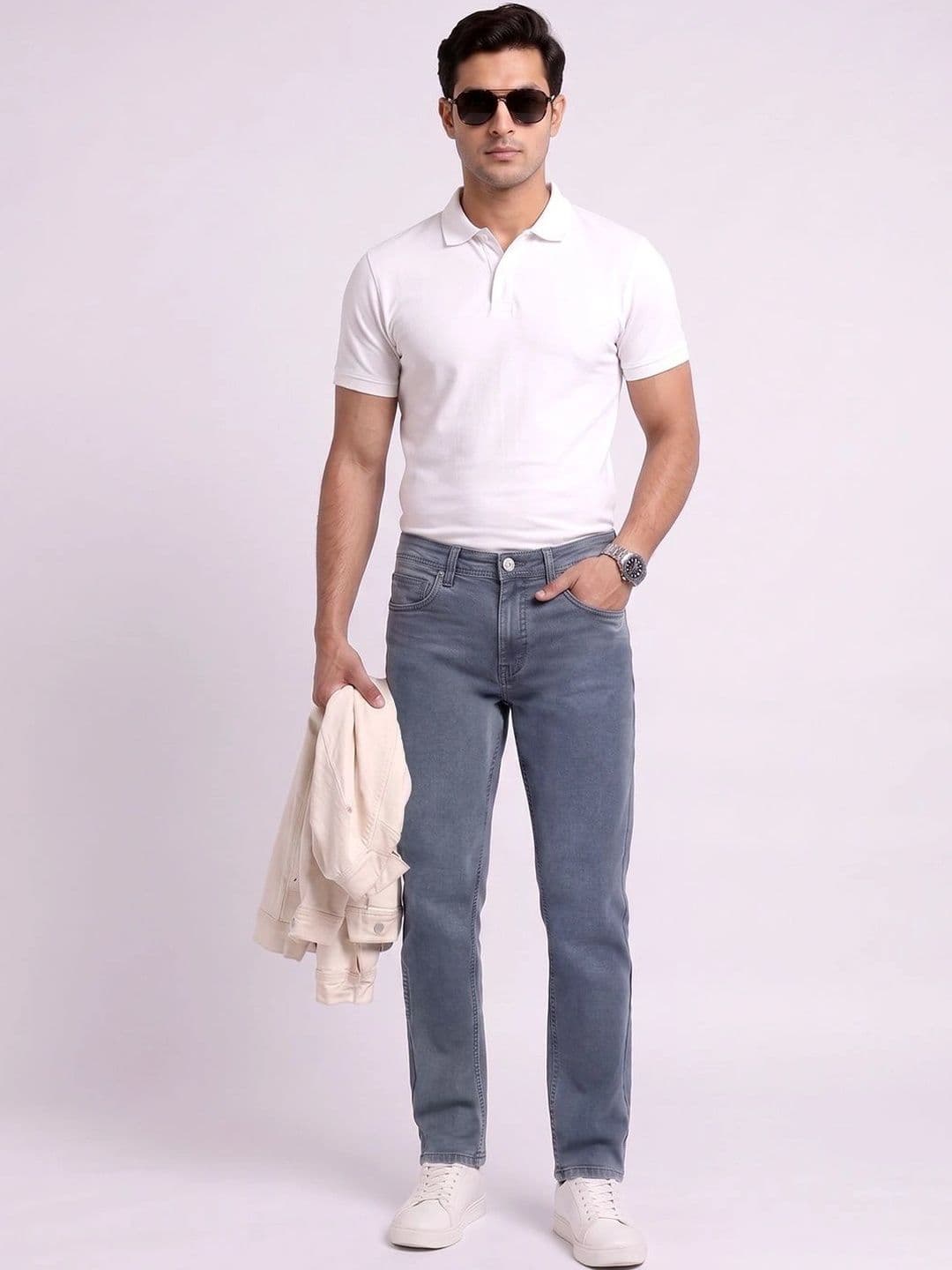 THUNDER JEANS Men Regular Fit Mid-Rise Stretchable Jeans thumbnail 6