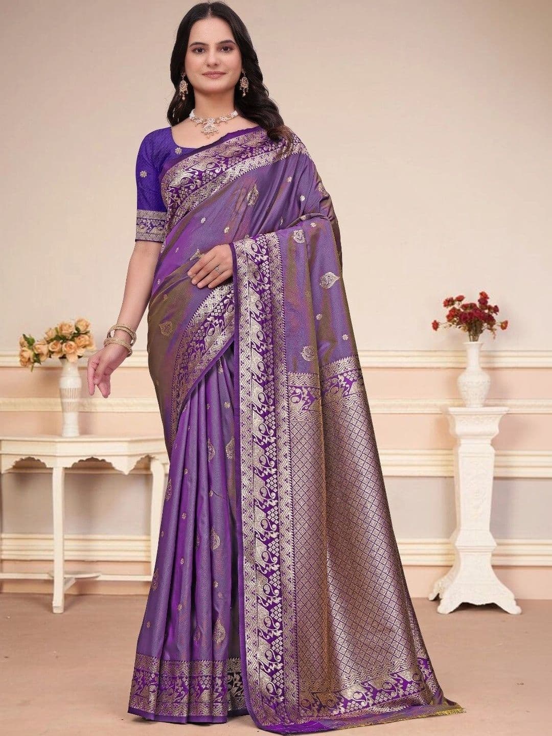 RANGREET Ethnic Motifs Zari Saree - view 1