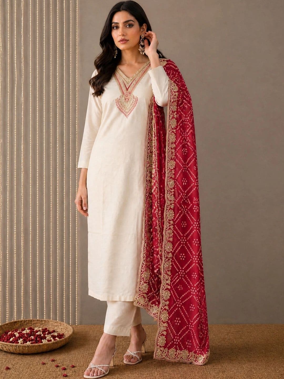 Anouk Mirage Women Ethnic Motifs Embroidered Regular Kurta with Trousers & With Dupatta - view 1