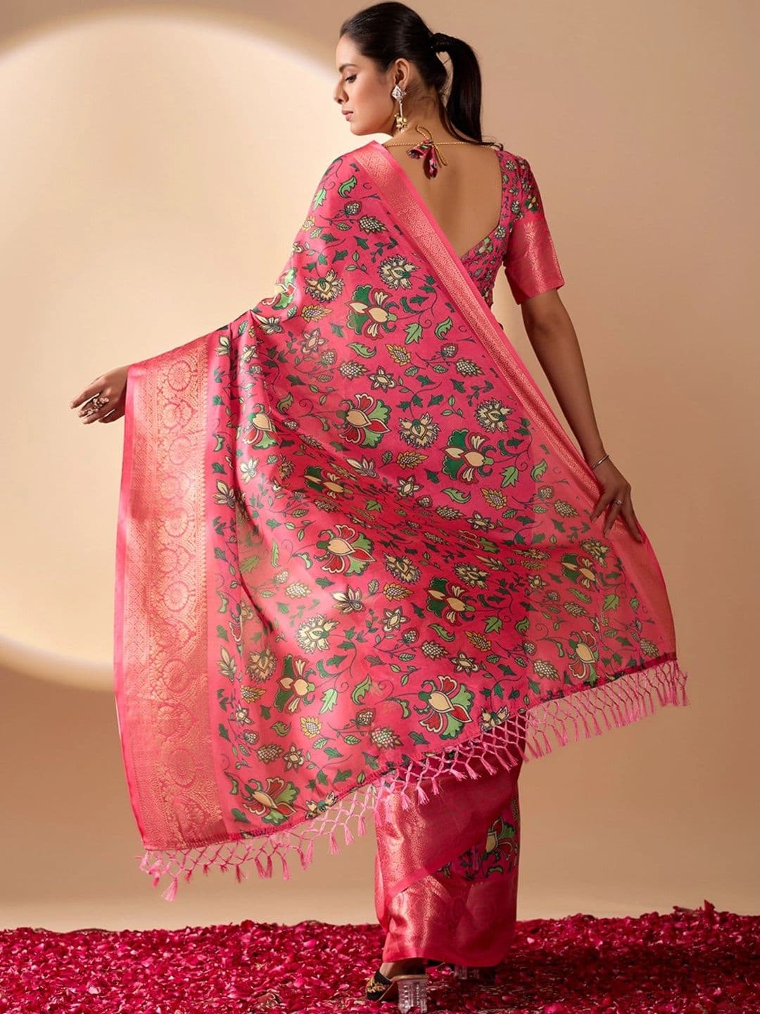 Moda Rapido Floral Zari Silk Blend Designer Saree thumbnail 4