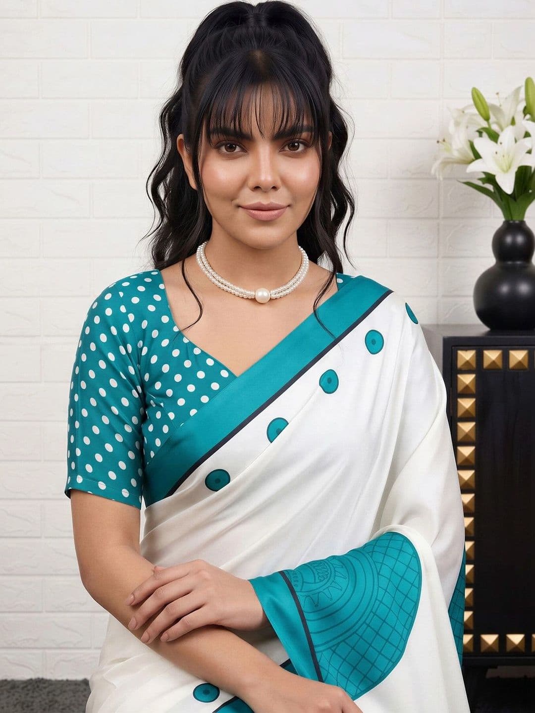 Anouk Women Ethnic Motifs Satin Designer Banarasi Saree thumbnail 4