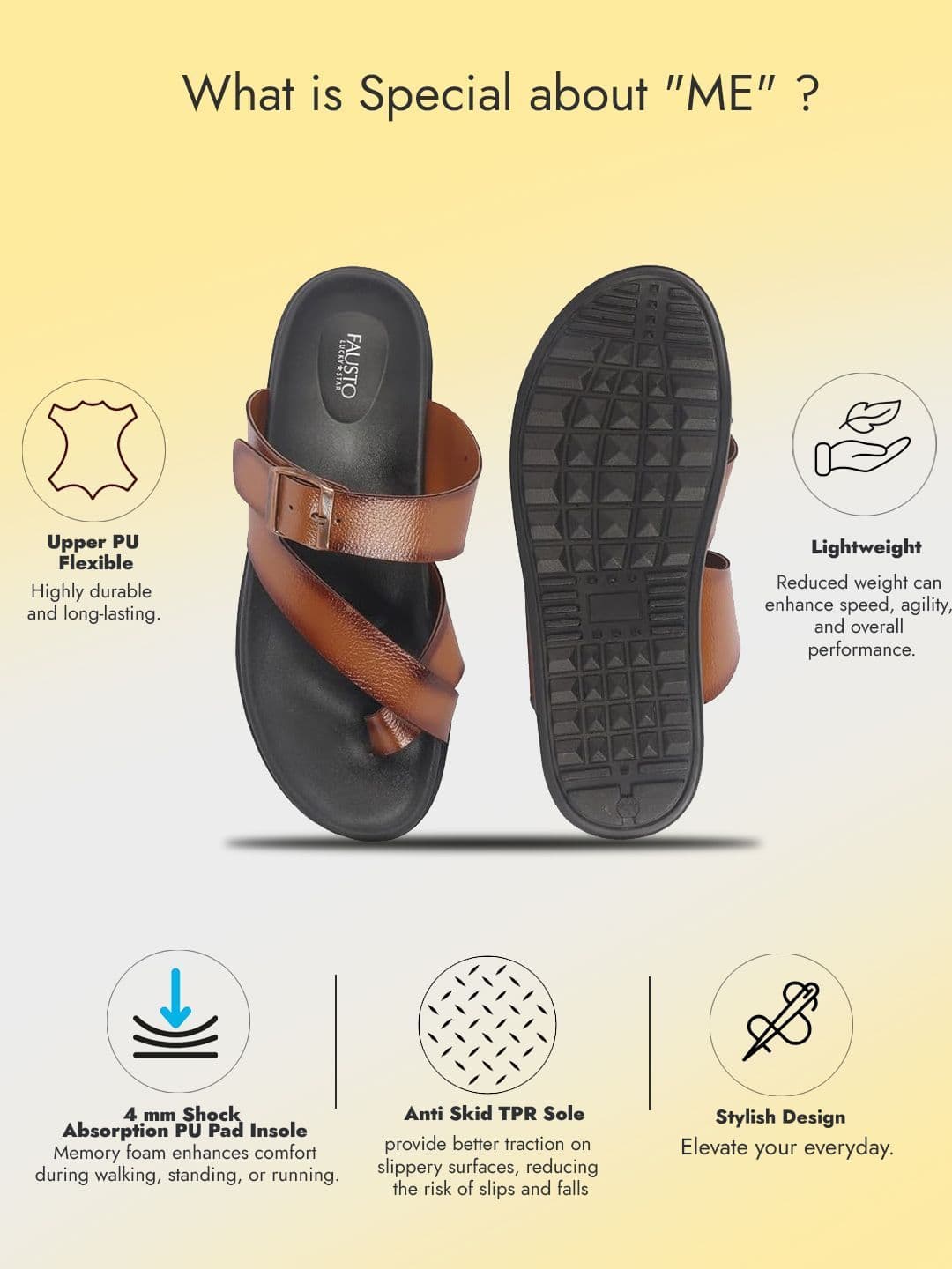 FAUSTO Men PU Comfort Sandals thumbnail 3