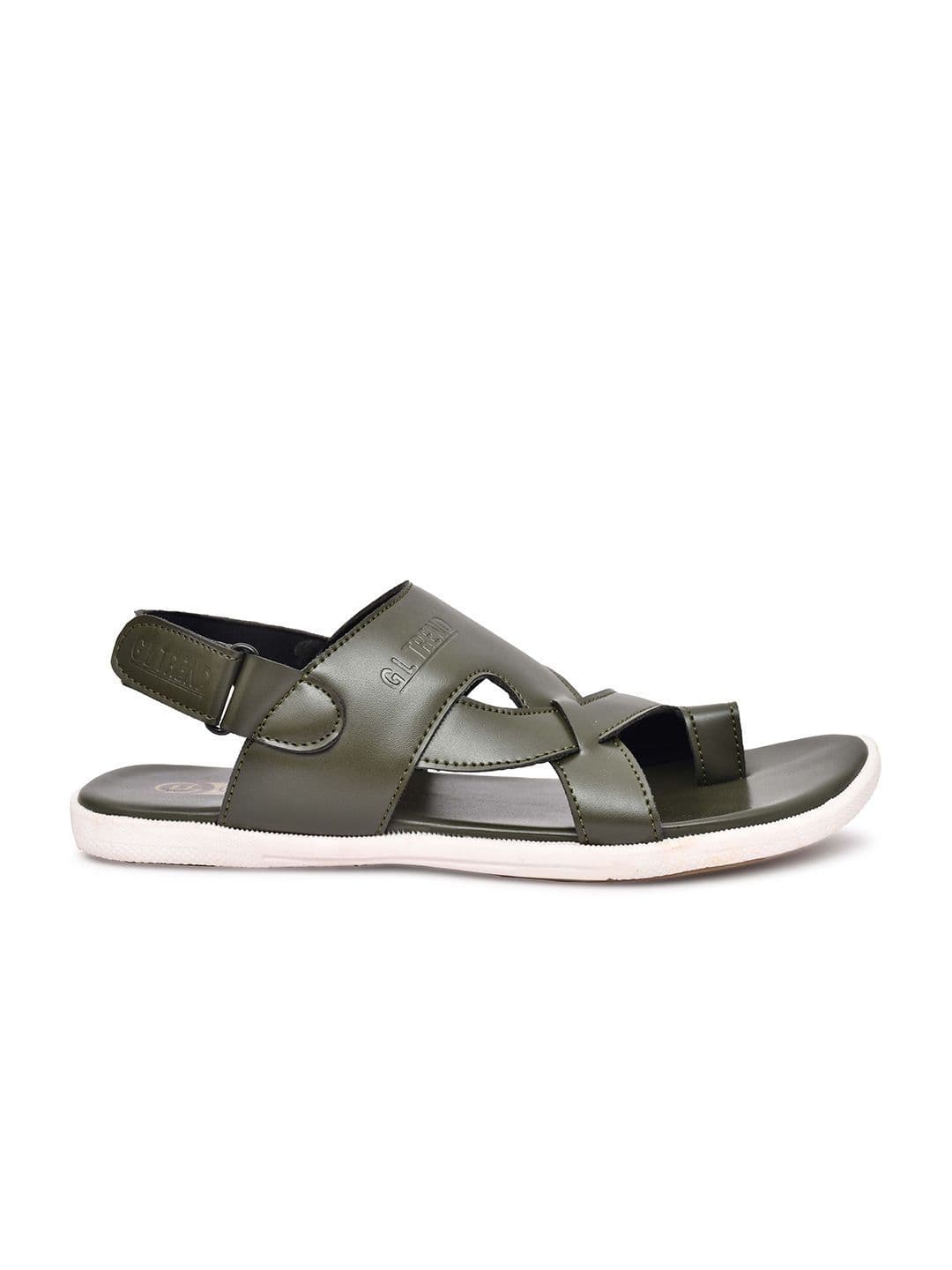 G L Trend Men Olive Solid Casual Comfort Sandals with Cross-Strap Design thumbnail 7