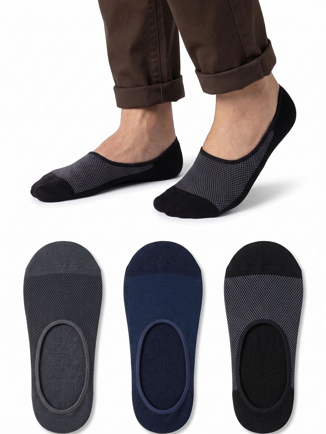 NeaToes Men Pack of 3 Cotton Patterned Shoe Liners Socks - view 1