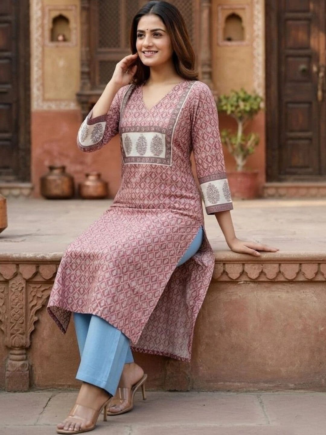 KALAMIR Women Ethnic Motifs Printed Indie Prints Kurta thumbnail 4