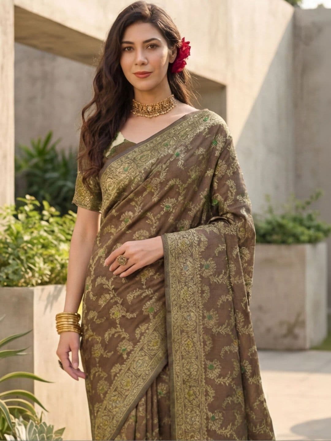 Anouk Rustic Woven Design Zari Silk Blend Designer Kanjeevaram Saree thumbnail 5
