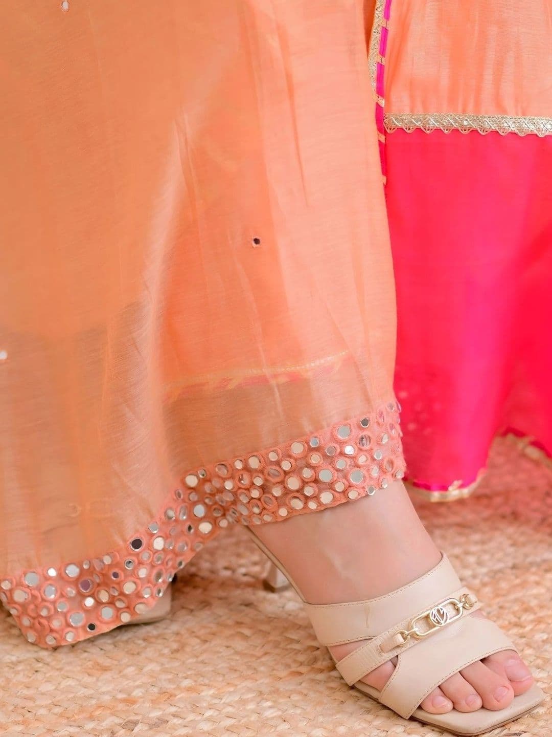 HERE&NOW Women Ethnic Motifs  Empire Mirror Work Kurta with Trousers & With Dupatta thumbnail 3