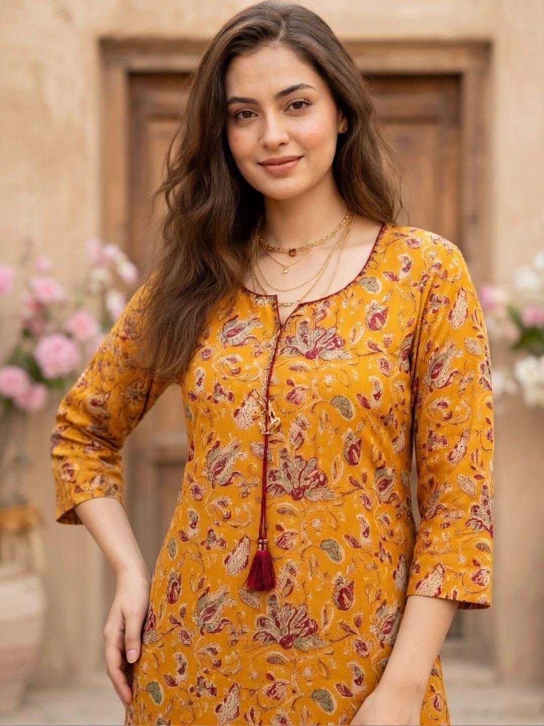 KALAMIR Women Floral Printed Floral Kurta thumbnail 6