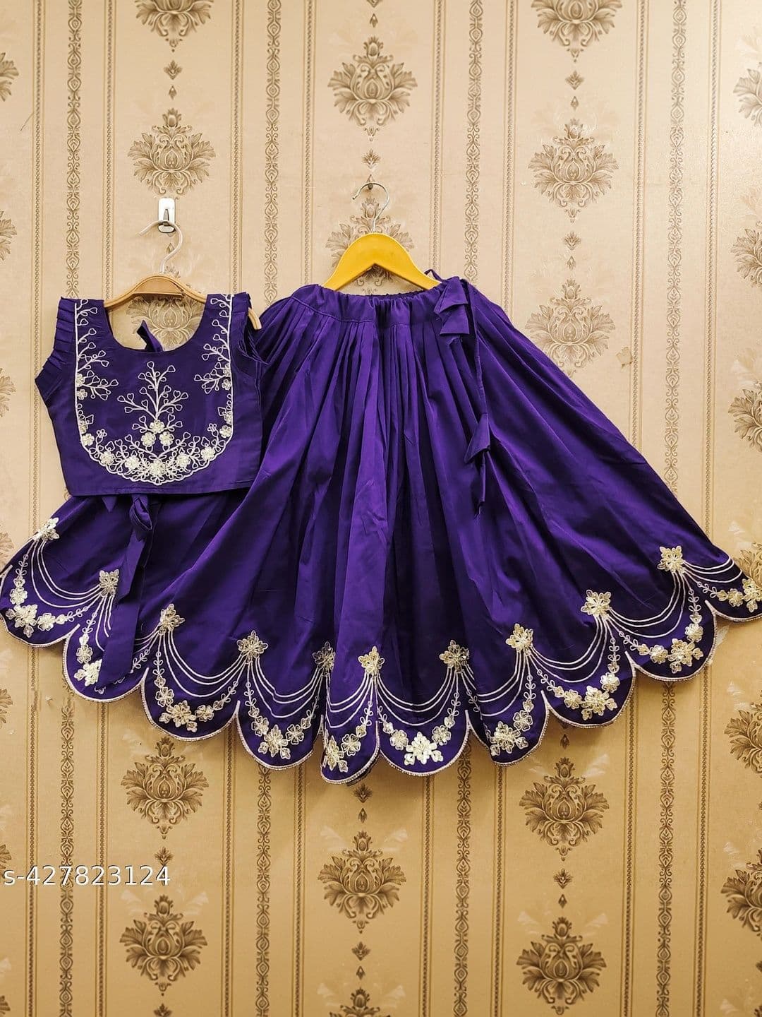 KALINI Girls Embroidered Thread Work Ready to Wear Lehenga & thumbnail 5