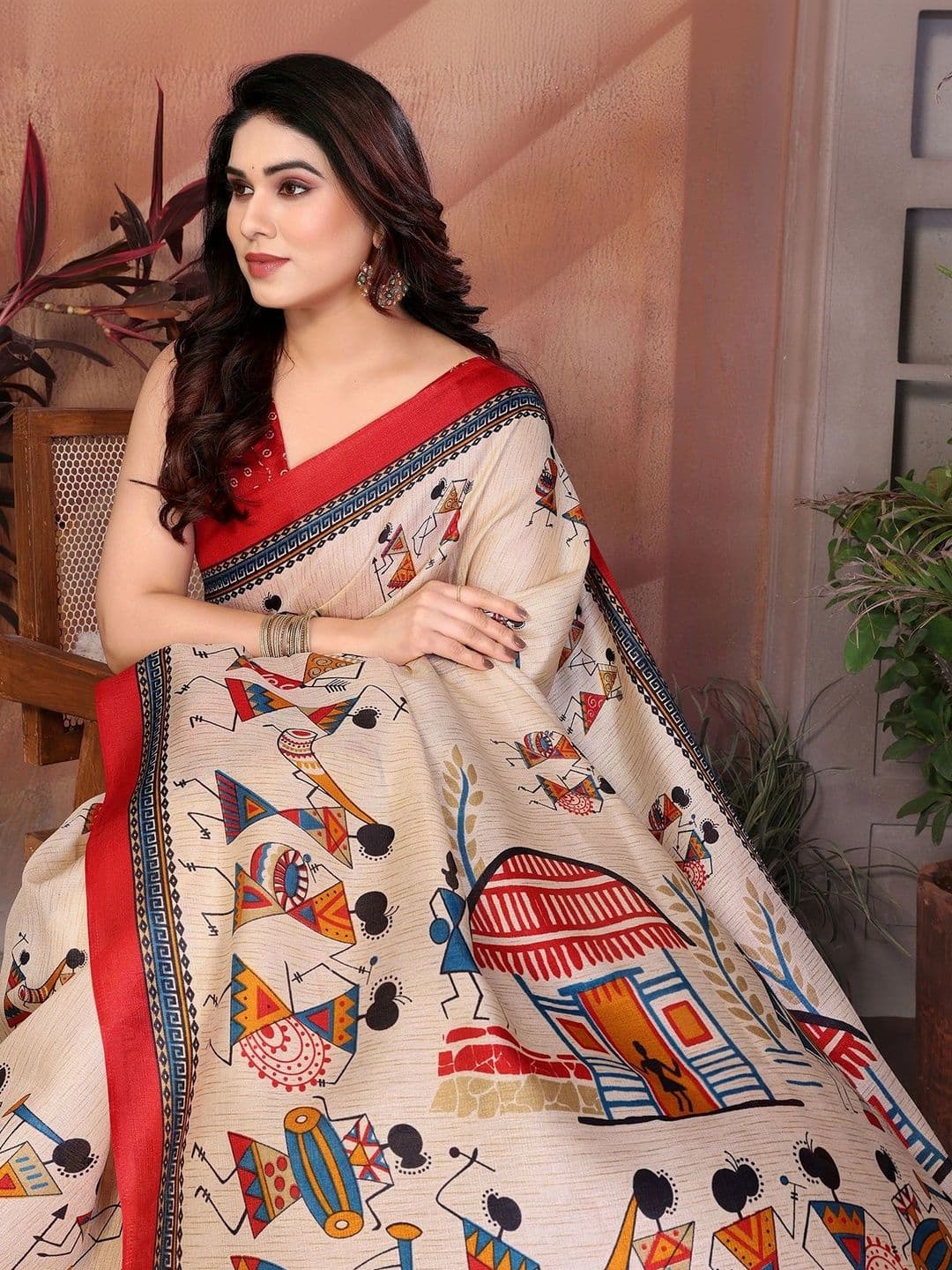 SZN Warli Art Silk Saree thumbnail 5
