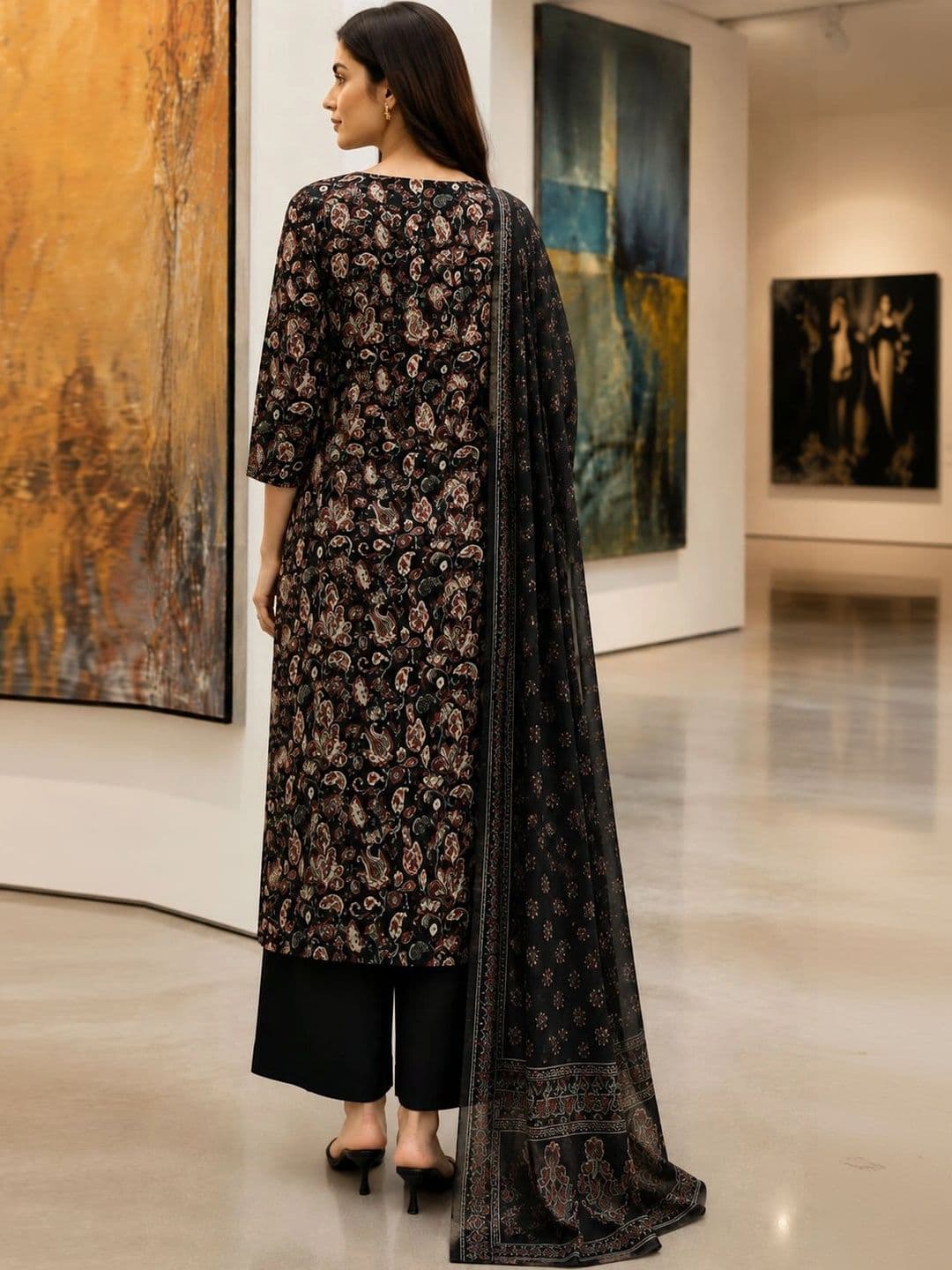 Roly Poly Women Ethnic Motifs Printed Regular Thread Work Kurta with Palazzos & With Dupatta thumbnail 4