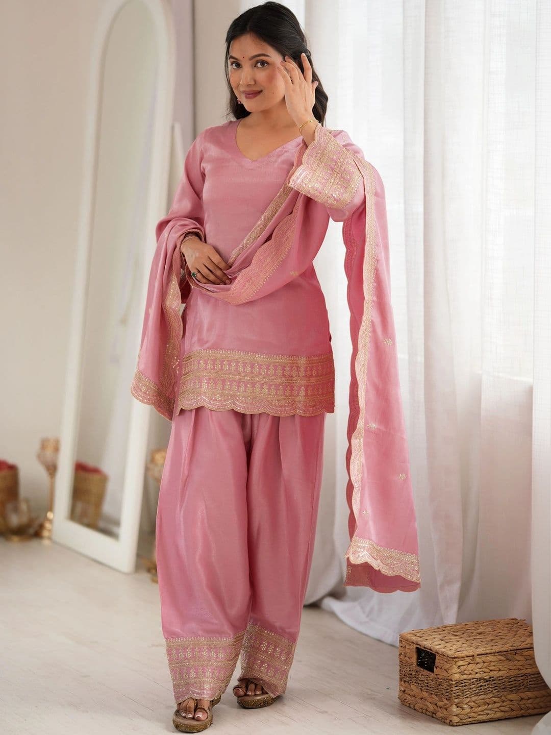 Kurtibella Women Ethnic Motifs Embroidered Regular Gotta Patti Kurta with Patiala -Dupatta - view 1