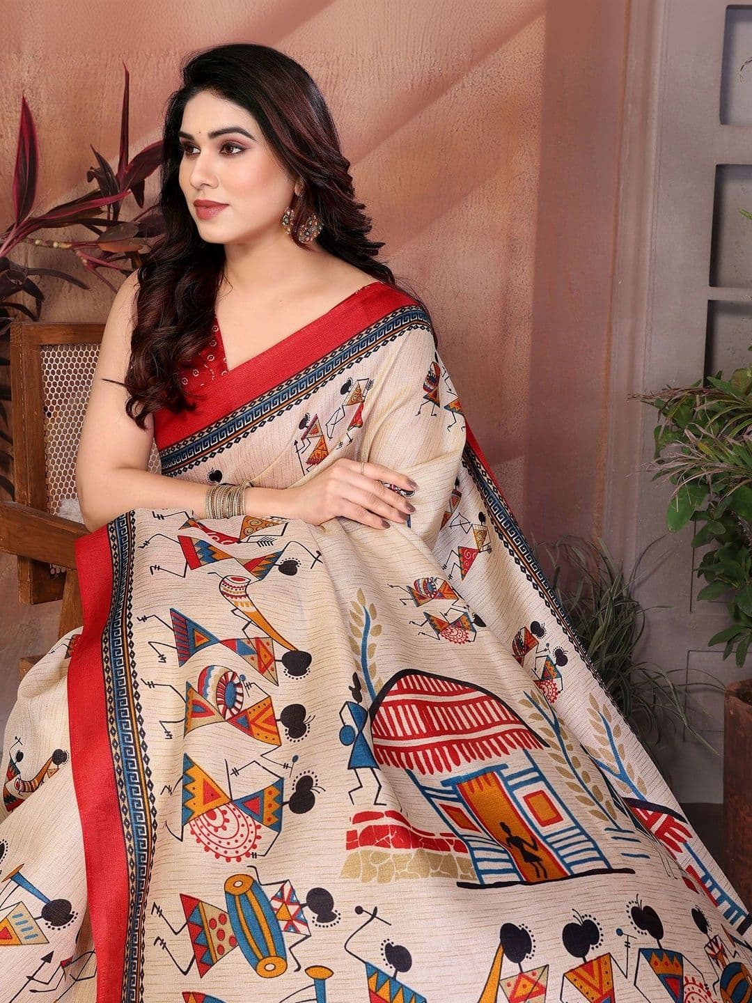 Lookmark Warli Art Silk Saree thumbnail 3