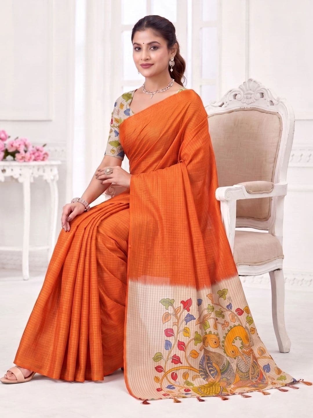 RASI FASHION Kalamkari Sungudi Saree thumbnail 2