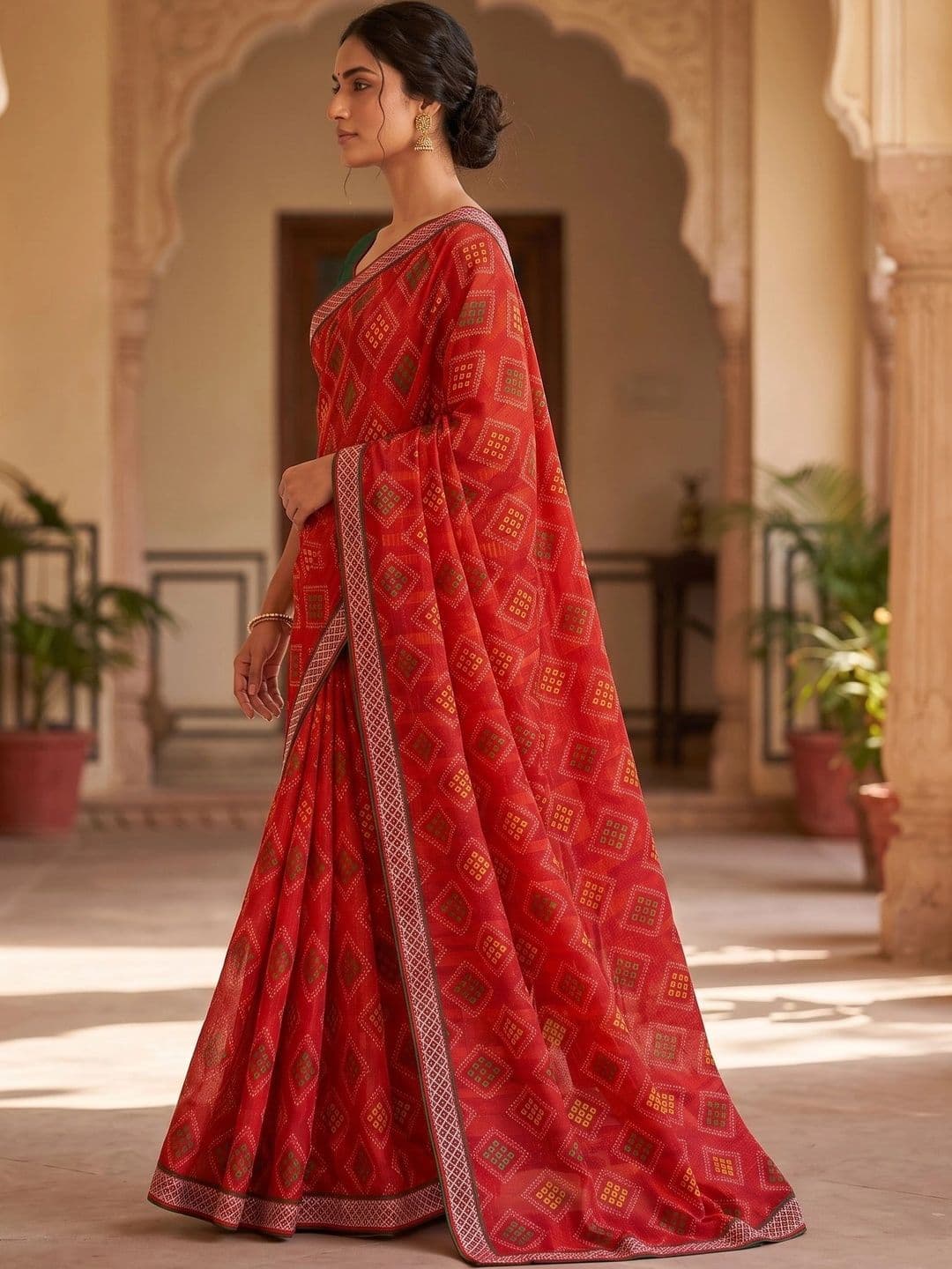 PRANU TRENDS Bandhani Poly Georgette Bandhani Saree thumbnail 4