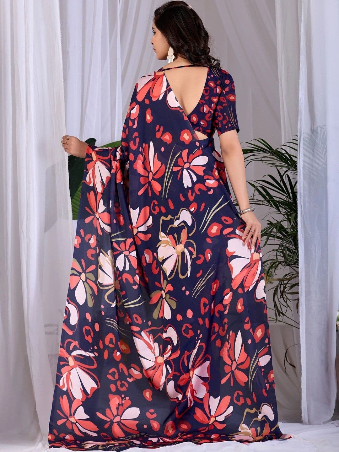 Moda Rapido Floral Satin Designer Saree thumbnail 3