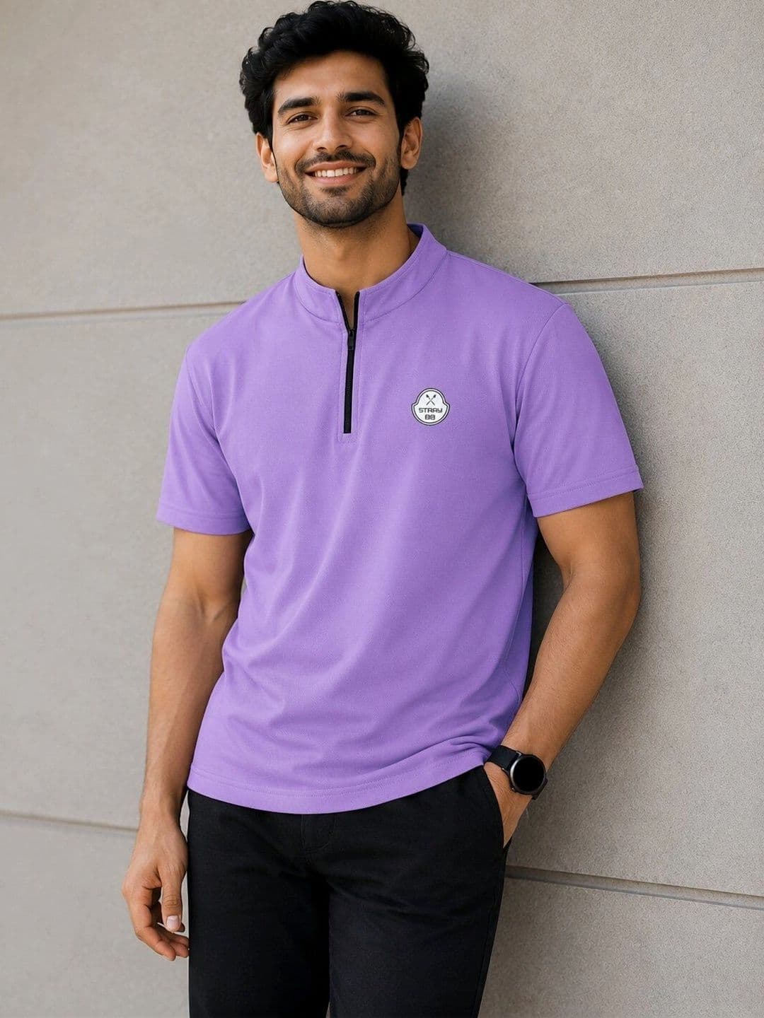 STRAY88 Lavender Brand Logo High Neck T-shirt - view 1