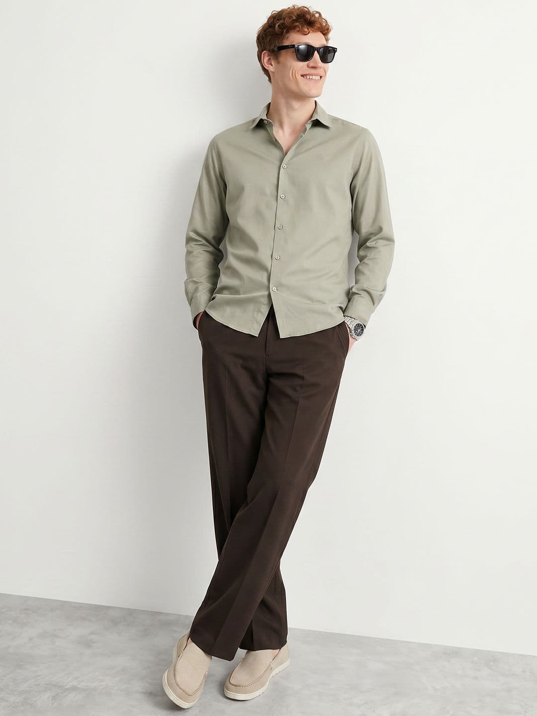 Mast & Harbour Easy Drape Sage Green Shirt thumbnail 4