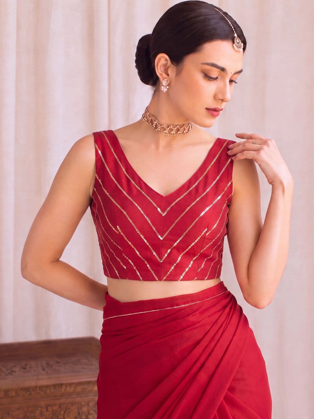 House of Pataudi Striped Zari Poly Georgette Designer Saree thumbnail 6
