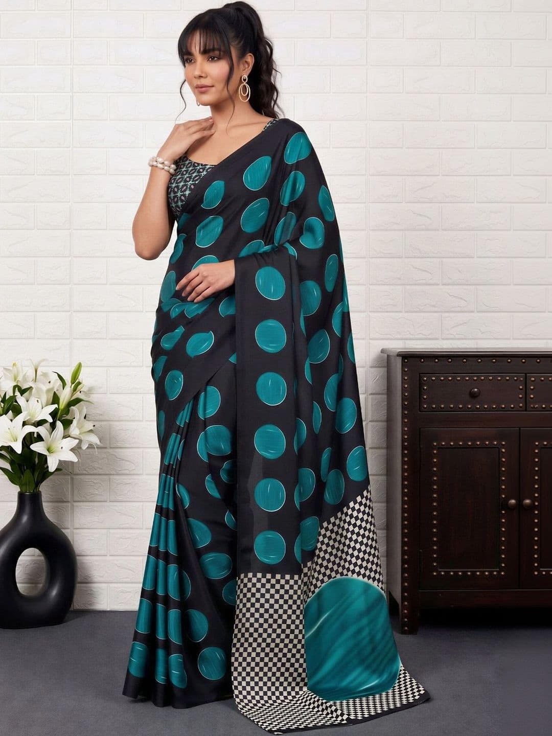 Anouk women Ethnic Motifs Satin Designer Banarasi Saree thumbnail 2