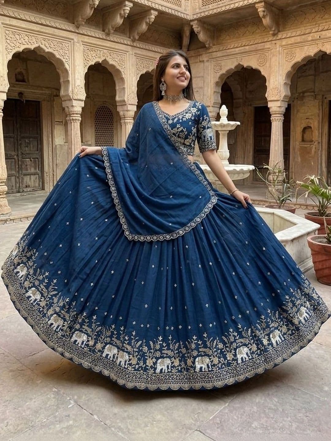 all about you Embroidered Semi-Stitched Lehenga & Blouse With Dupatta thumbnail 2