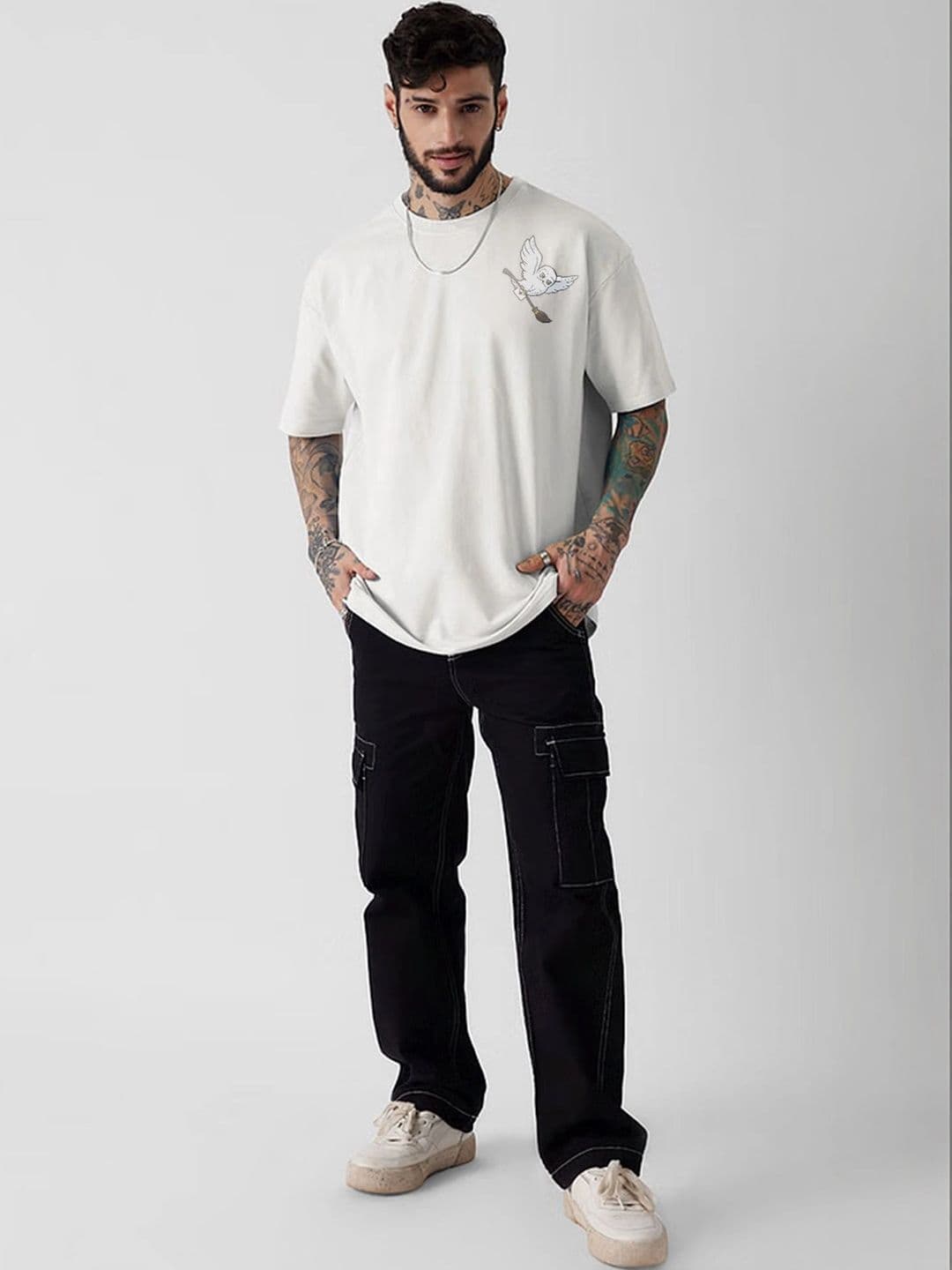 Moda rapido X TOGS & TERRE Men Printed Drop-Shoulder Sleeves Organic Cotton Blend T-shirt thumbnail 3
