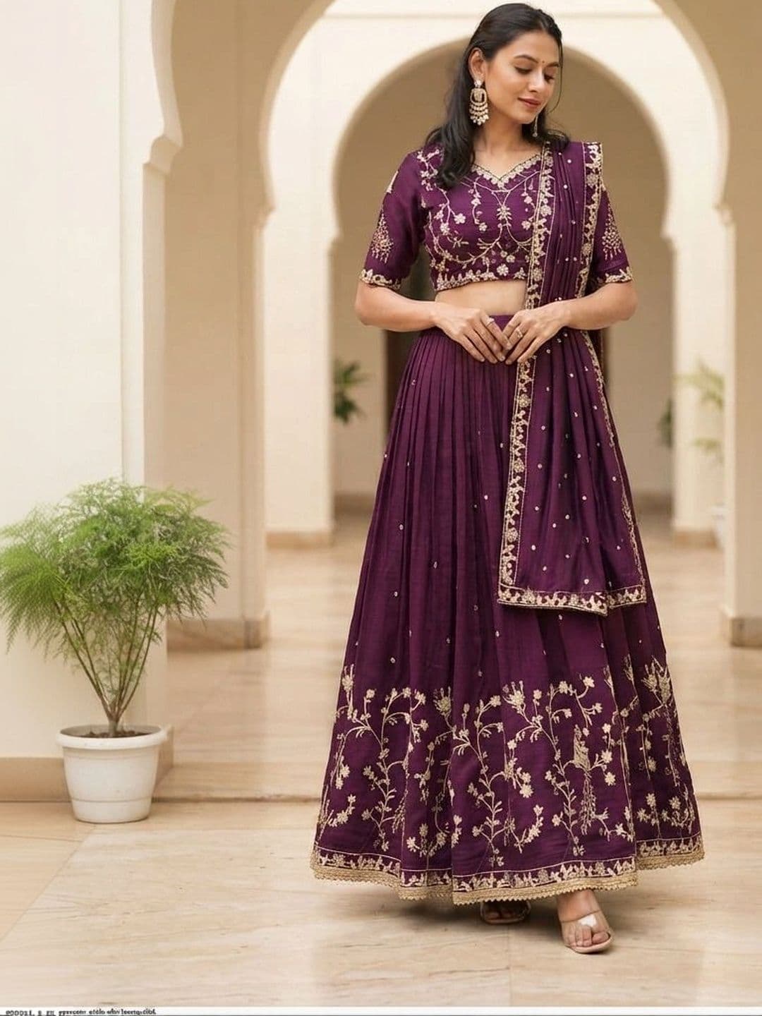 all about you Embroidered Semi-Stitched Lehenga & Blouse With Dupatta thumbnail 2