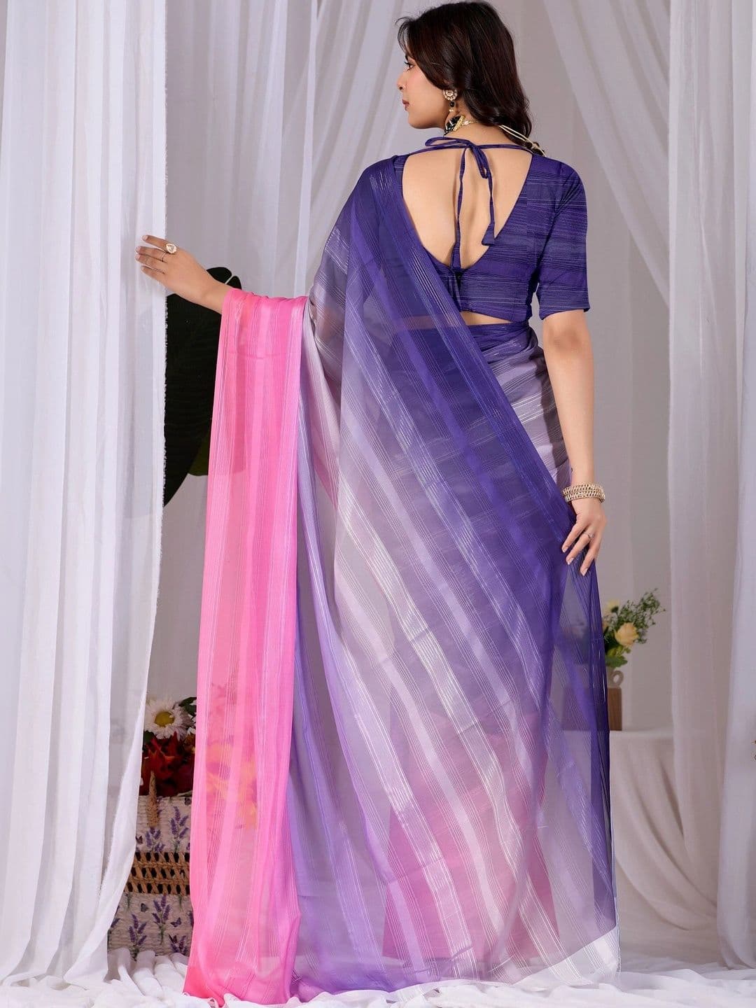 DIVASTRI Ombre Poly Georgette Designer Saree thumbnail 6