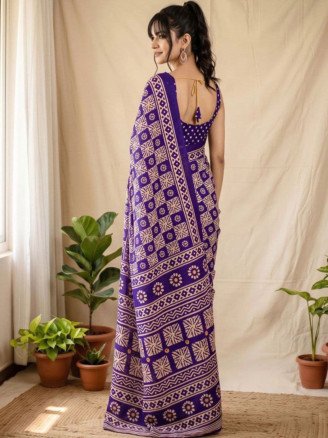 Anouk Batik Designer Block Print Saree thumbnail 3