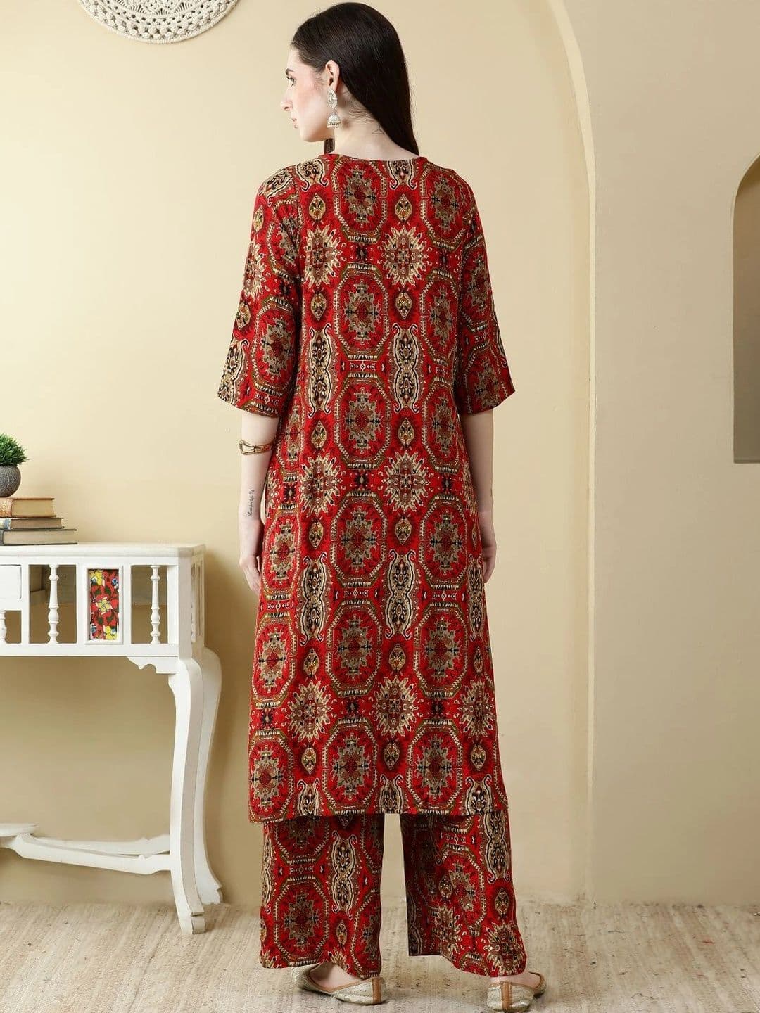 Anouk Women Ethnic Motifs Printed Regular Kurta with Palazzos thumbnail 3
