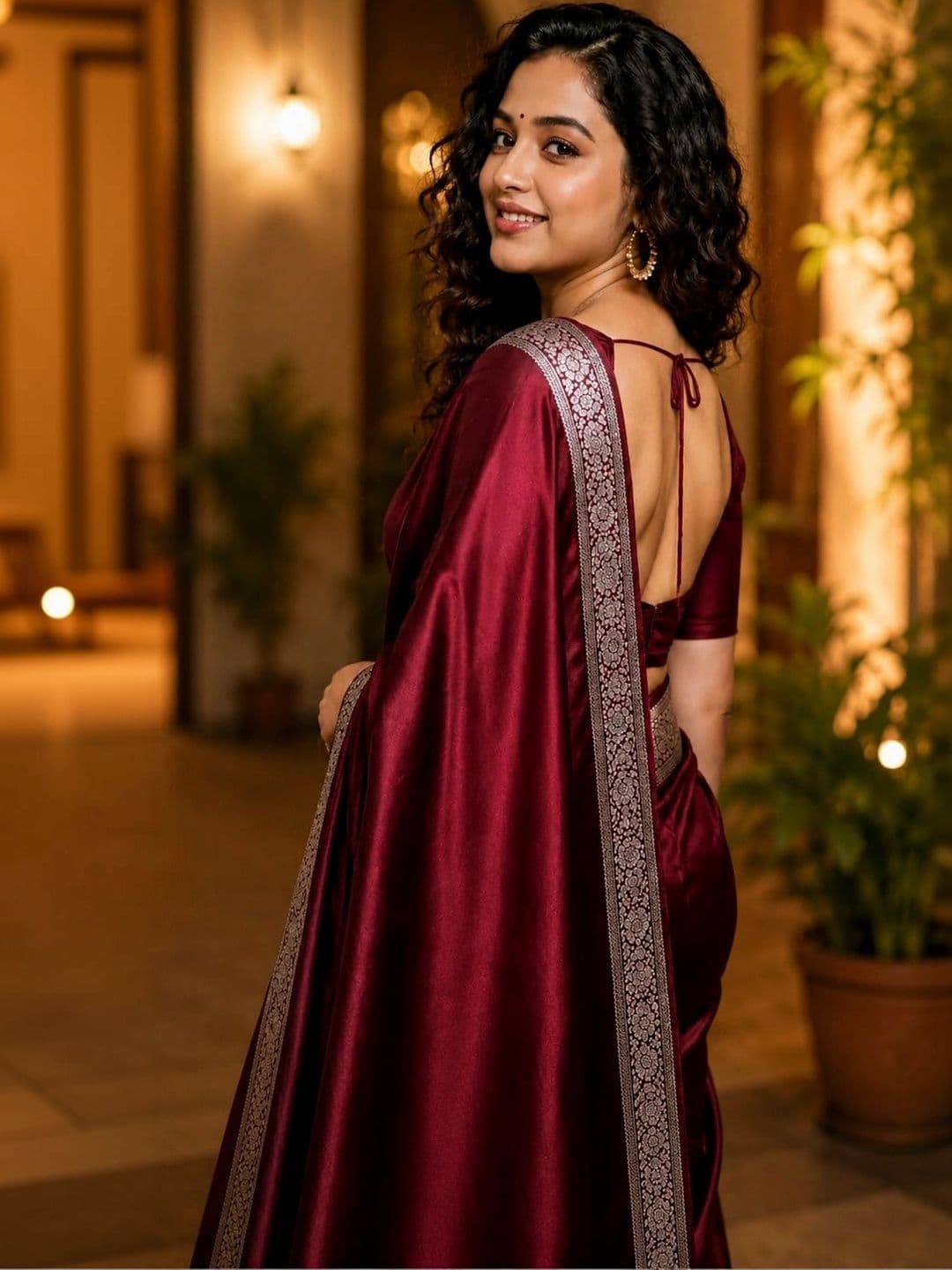 STYLISH SAREES Zari Satin Banarasi Saree thumbnail 2