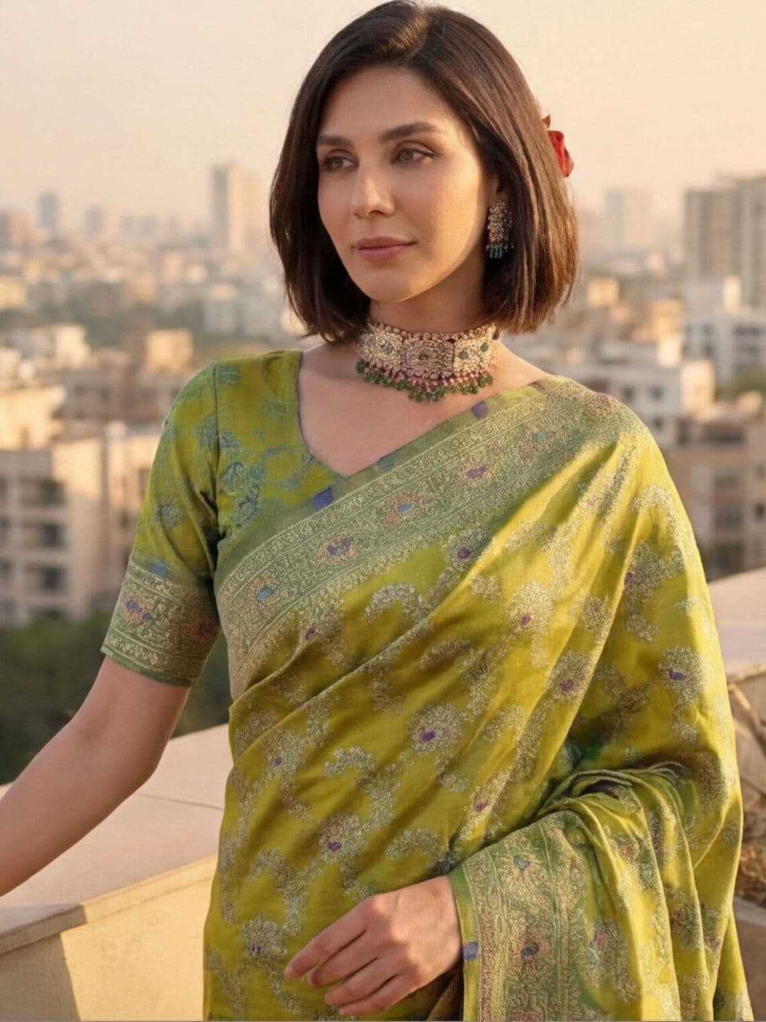 Anouk Rustic Woven Design Zari Silk Blend Designer Kanjeevaram Saree thumbnail 5