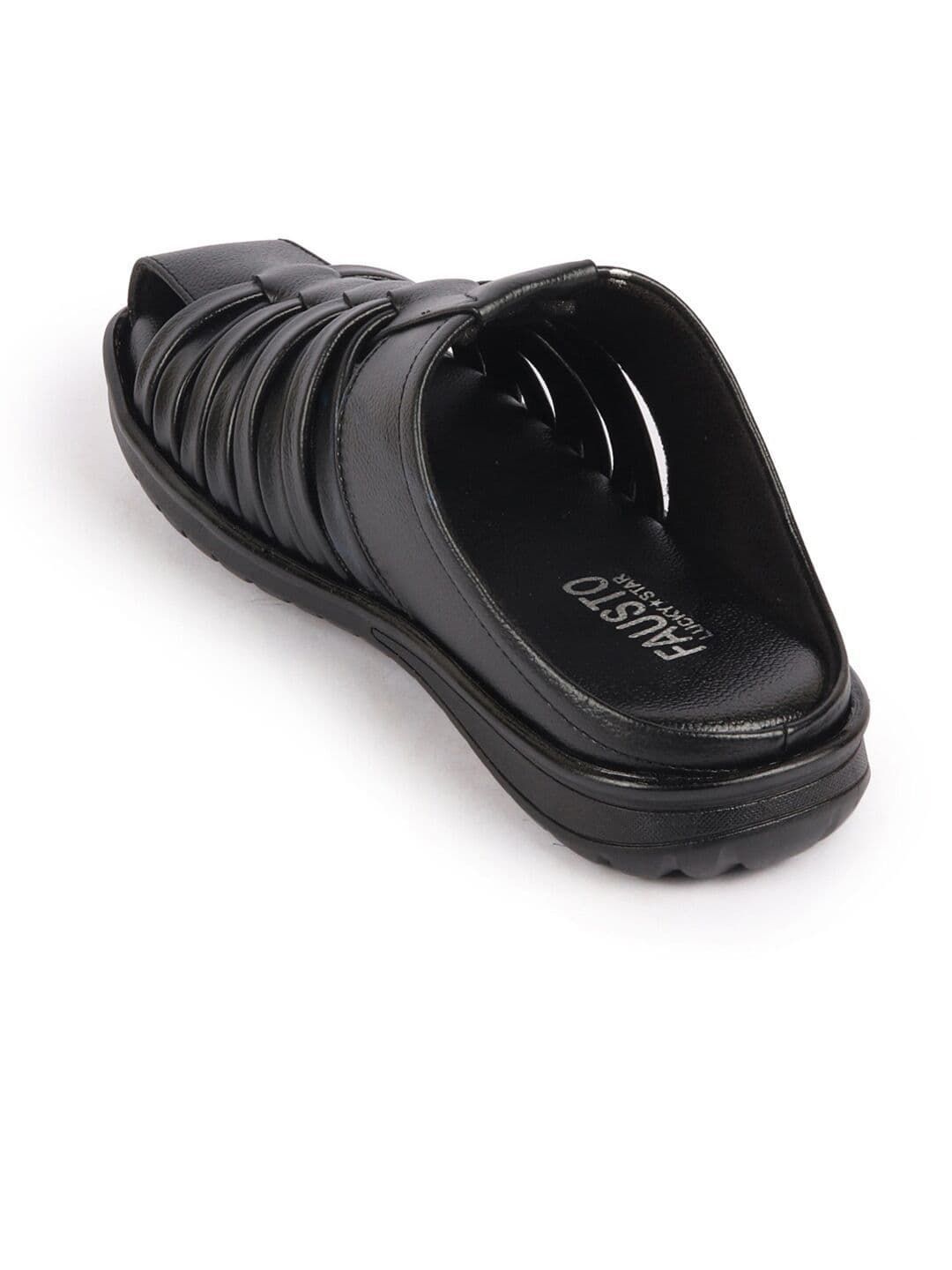 FAUSTO Men Textured Leather Comfort Sandals thumbnail 3