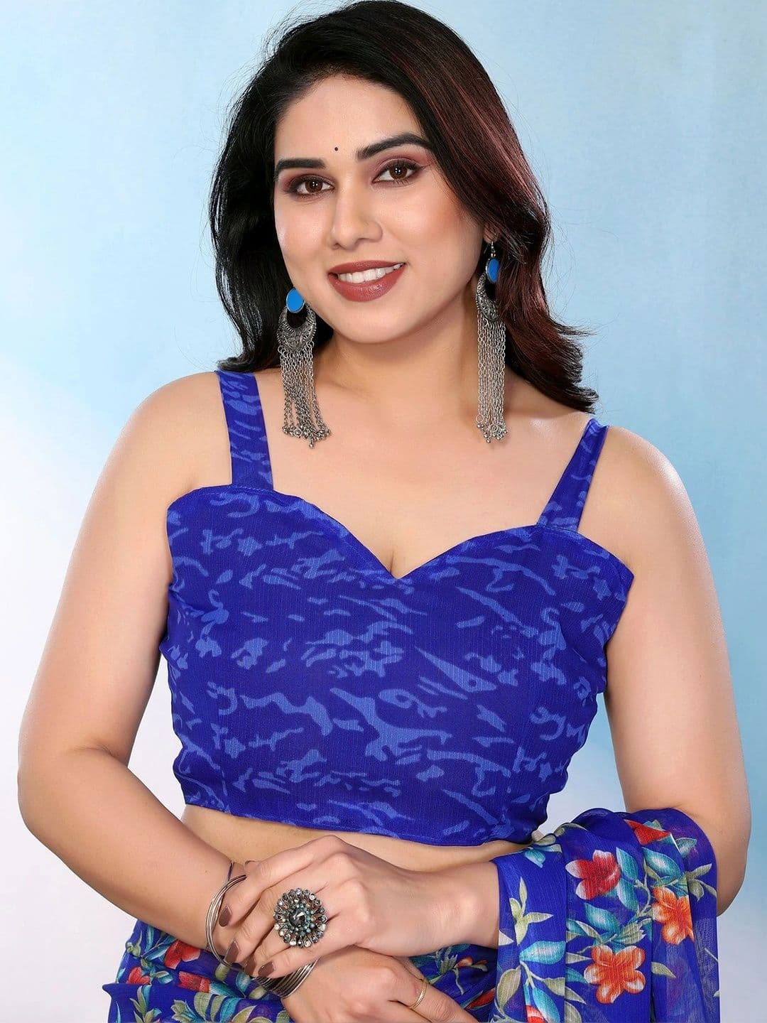 NIRVAAN Floral Pure Georgette Saree thumbnail 5