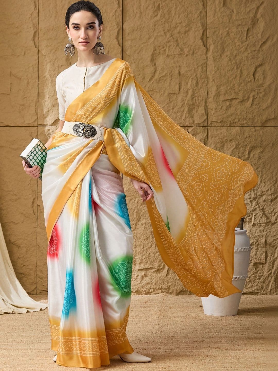 RACHNA Ombre Satin Designer Ikat Saree - view 1