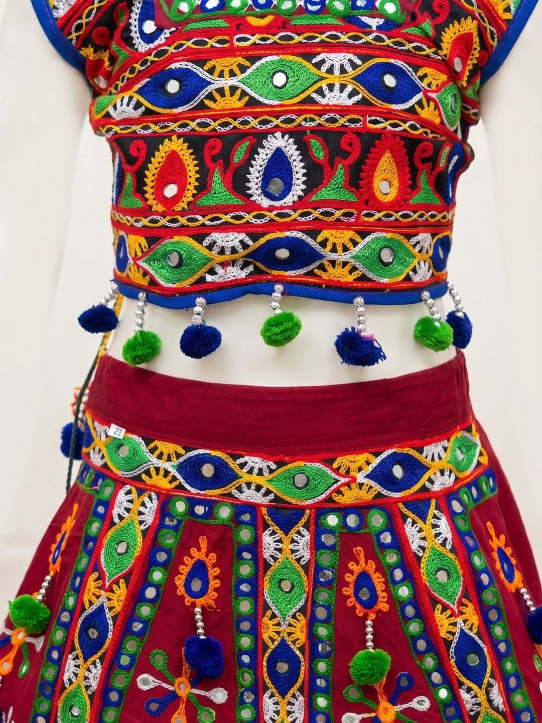 ahhaaaa Girls Embellished Mirror Work Ready to Wear Lehenga & Blouse With Dupatta thumbnail 6