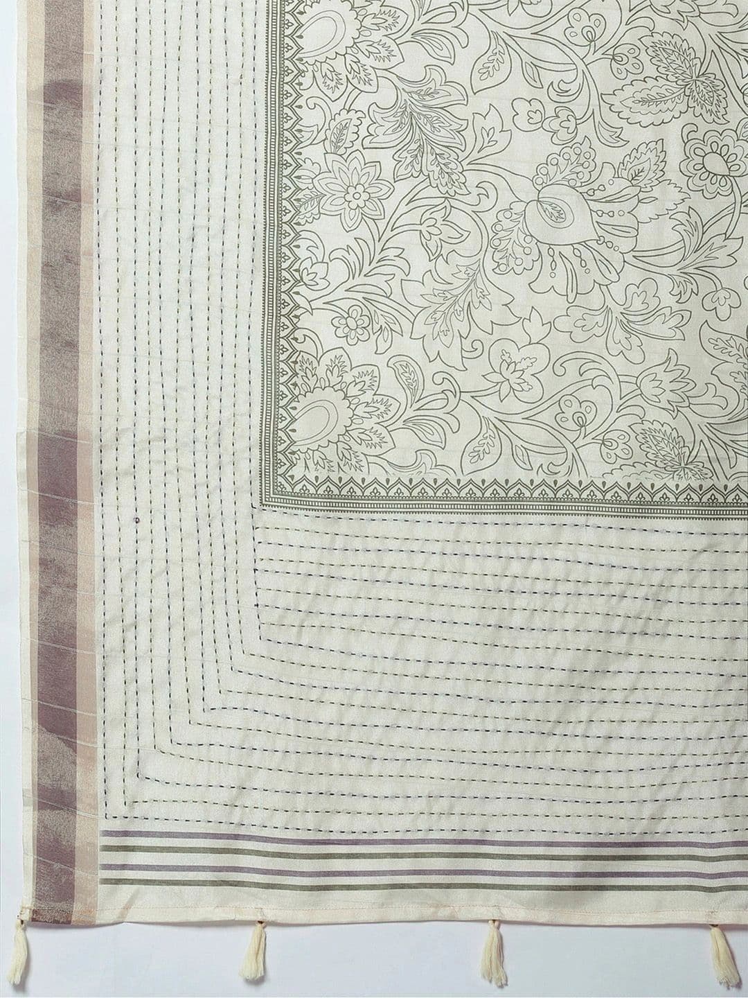 Anouk Striped Silk Cotton Designer Chanderi Saree thumbnail 6