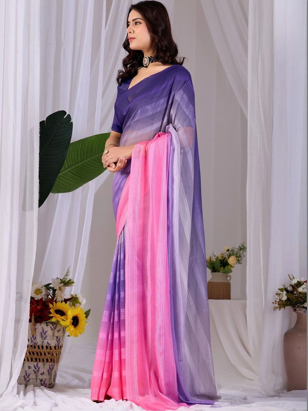 Moda Rapido Ombre Poly Georgette Designer Saree thumbnail 6