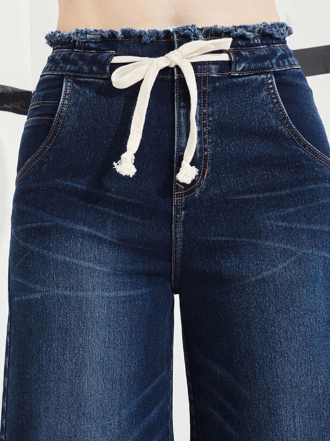 DOLCE CRUDO Women Wide Leg High-Rise Stretchable Jeans thumbnail 4