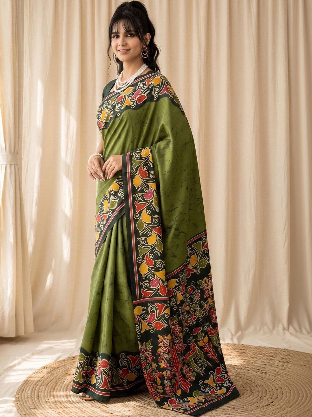Anouk Kalamkari Designer Block Print Saree thumbnail 7