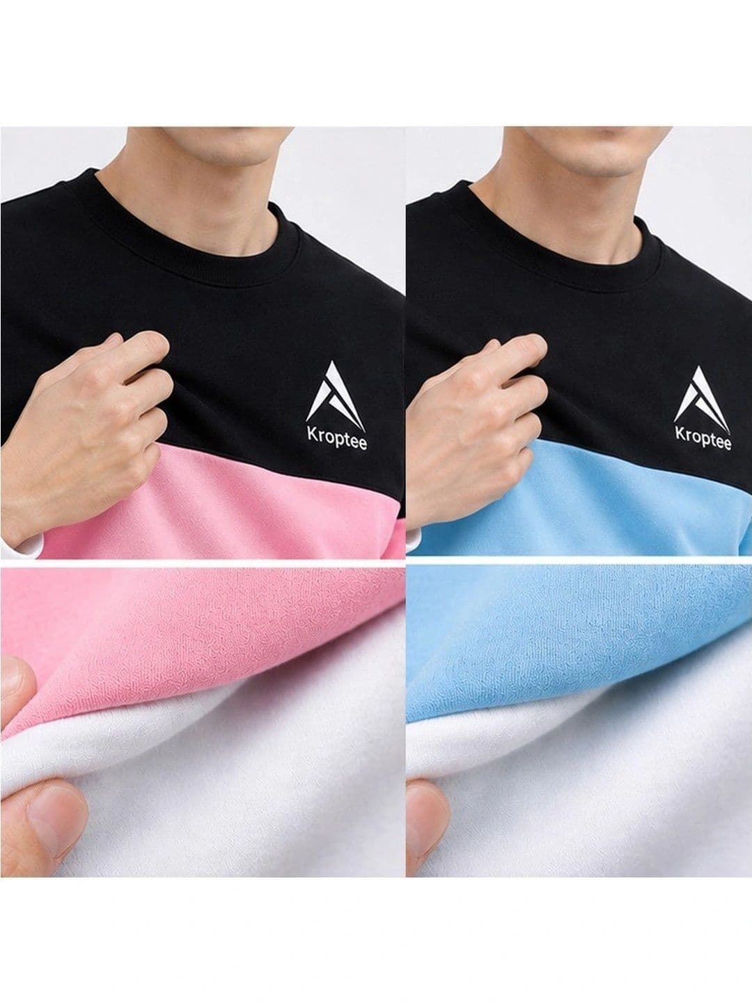 Kroptee Men Colourblocked Logo T-shirt Pack thumbnail 3