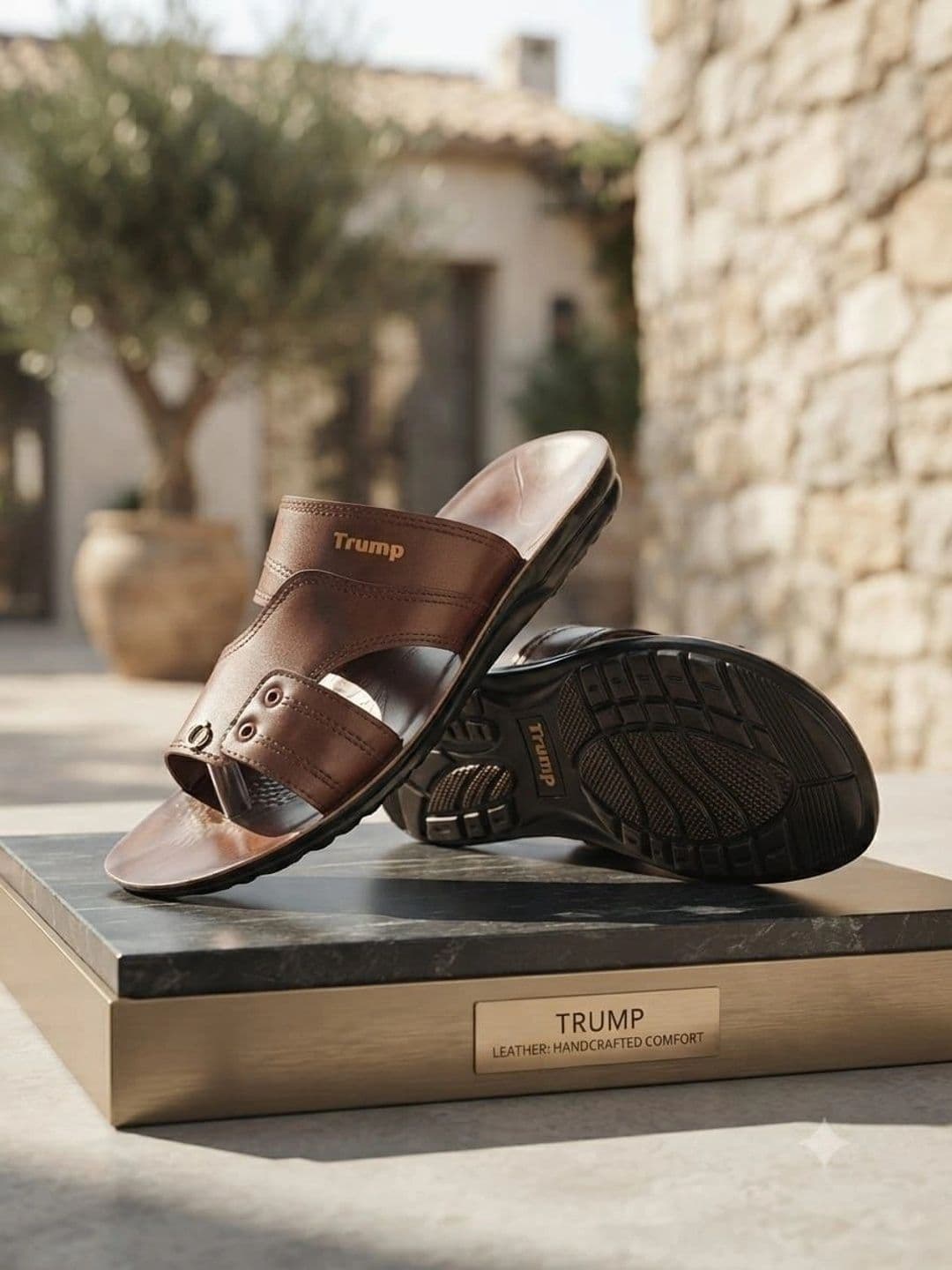 Trump Bizazo Men Tan Flip Flops - view 1