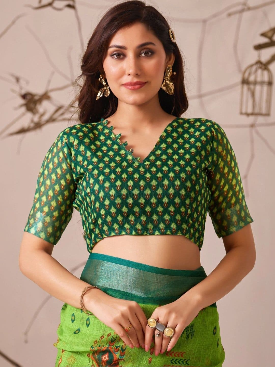 Moda Rapido Ethnic Motifs Linen Blend Designer Patola Saree thumbnail 3
