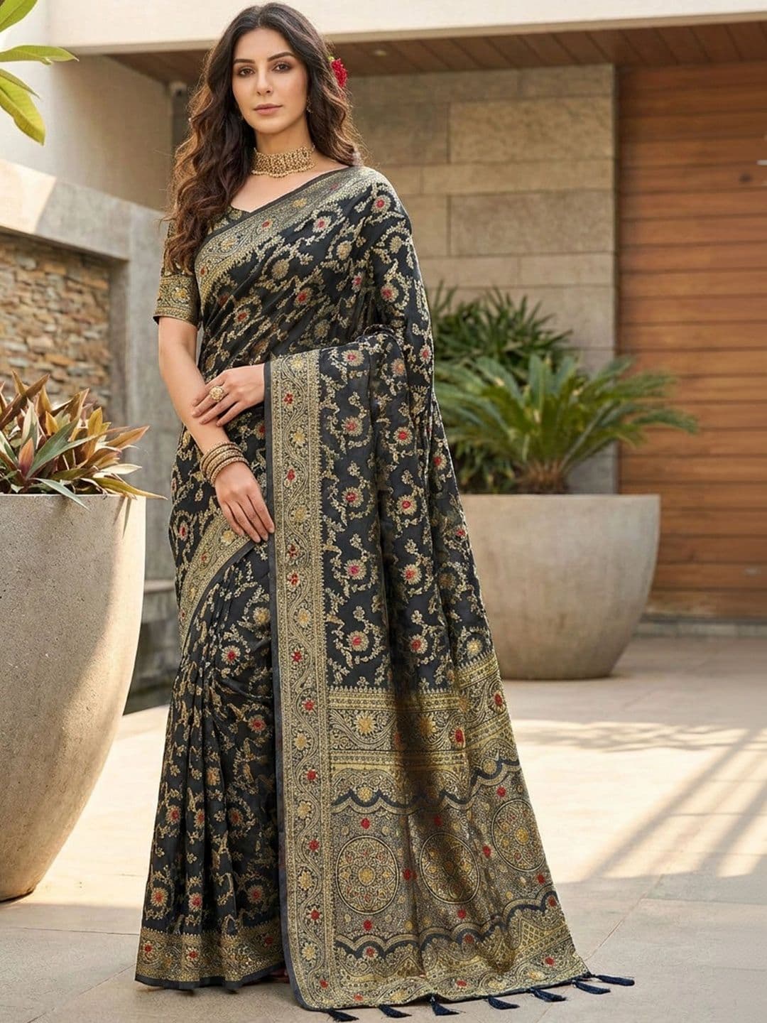 Anouk Rustic Woven Design Zari Silk Blend Designer Kanjeevaram Saree - view 1