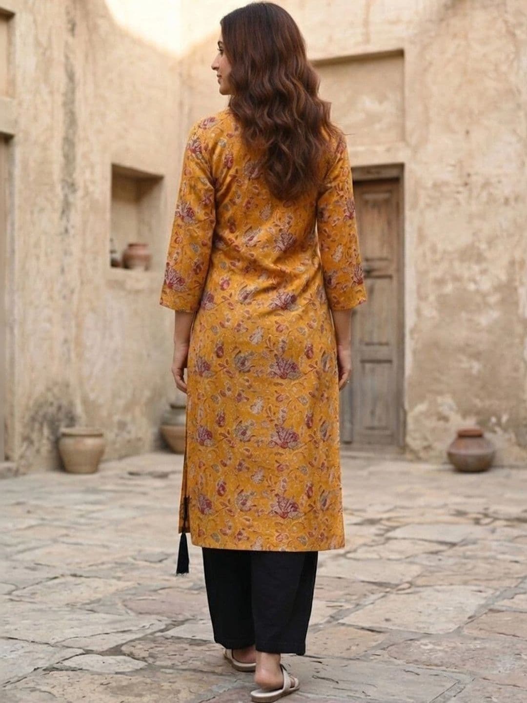 KALAMIR Women Floral Printed Floral Kurta thumbnail 2