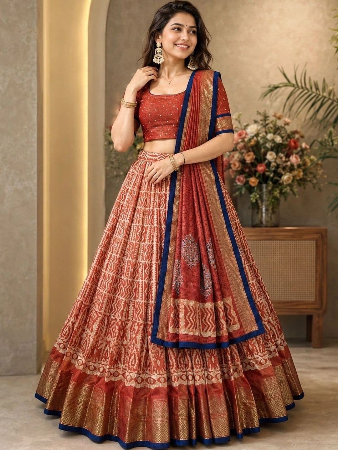 KALINI Embellished Ready to Wear Lehenga & Unstitched Blouse With Dupatta thumbnail 6